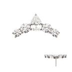 TITANIUM THREADLESS PRONG SET ROUND & TEARDROP SHAPE CZ 5-CLUSTER TOP
