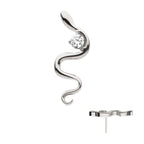 TITANIUM THREADLESS WITH 1.8MM PRONG SET ROUND CZ GEM SNAKE TOP
