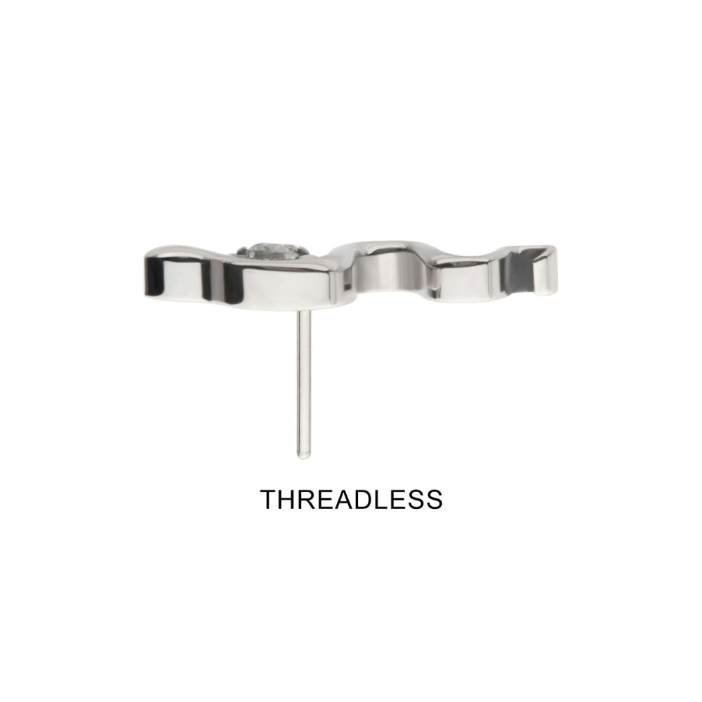 TITANIUM THREADLESS WITH 1.8MM PRONG SET ROUND CZ GEM SNAKE TOP