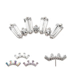 TITANIUM THREADLESS PRONG SET BAGUETTE & ROUND CZ 7-CLUSTER TOP