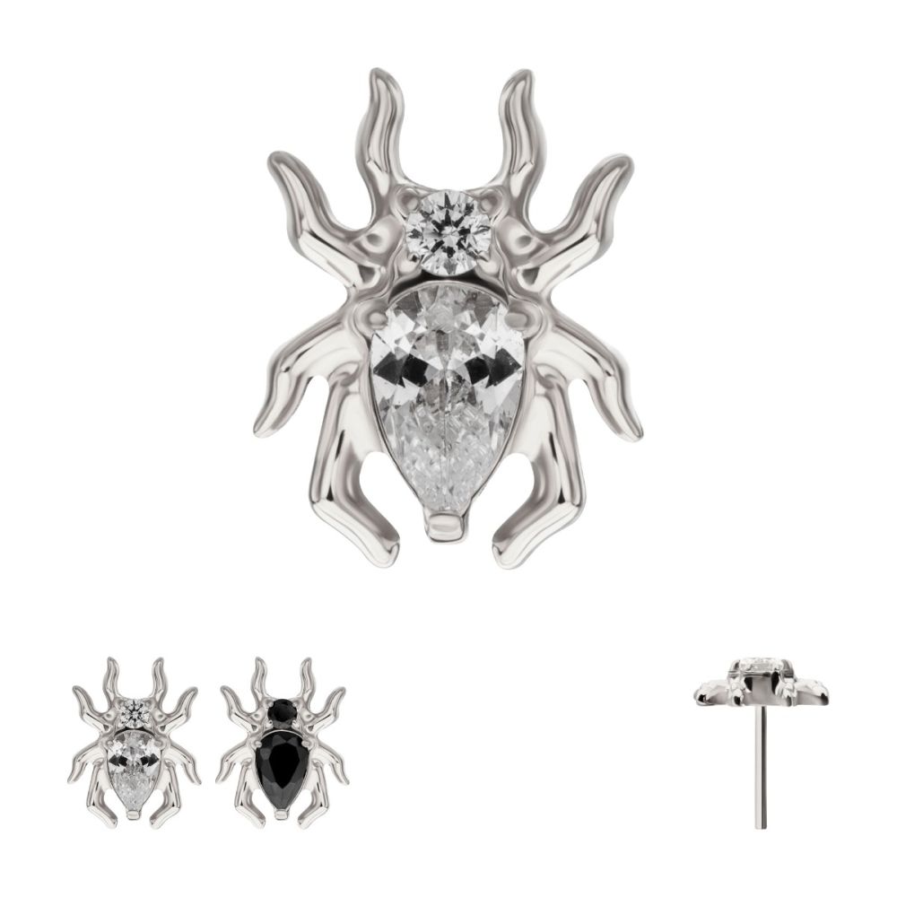 TITANIUM THREADLESS SPIDER TOP WITH TEARDROP & ROUND GEM