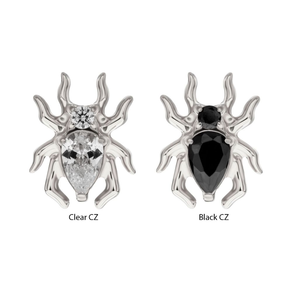 TITANIUM THREADLESS SPIDER TOP WITH TEARDROP & ROUND GEM