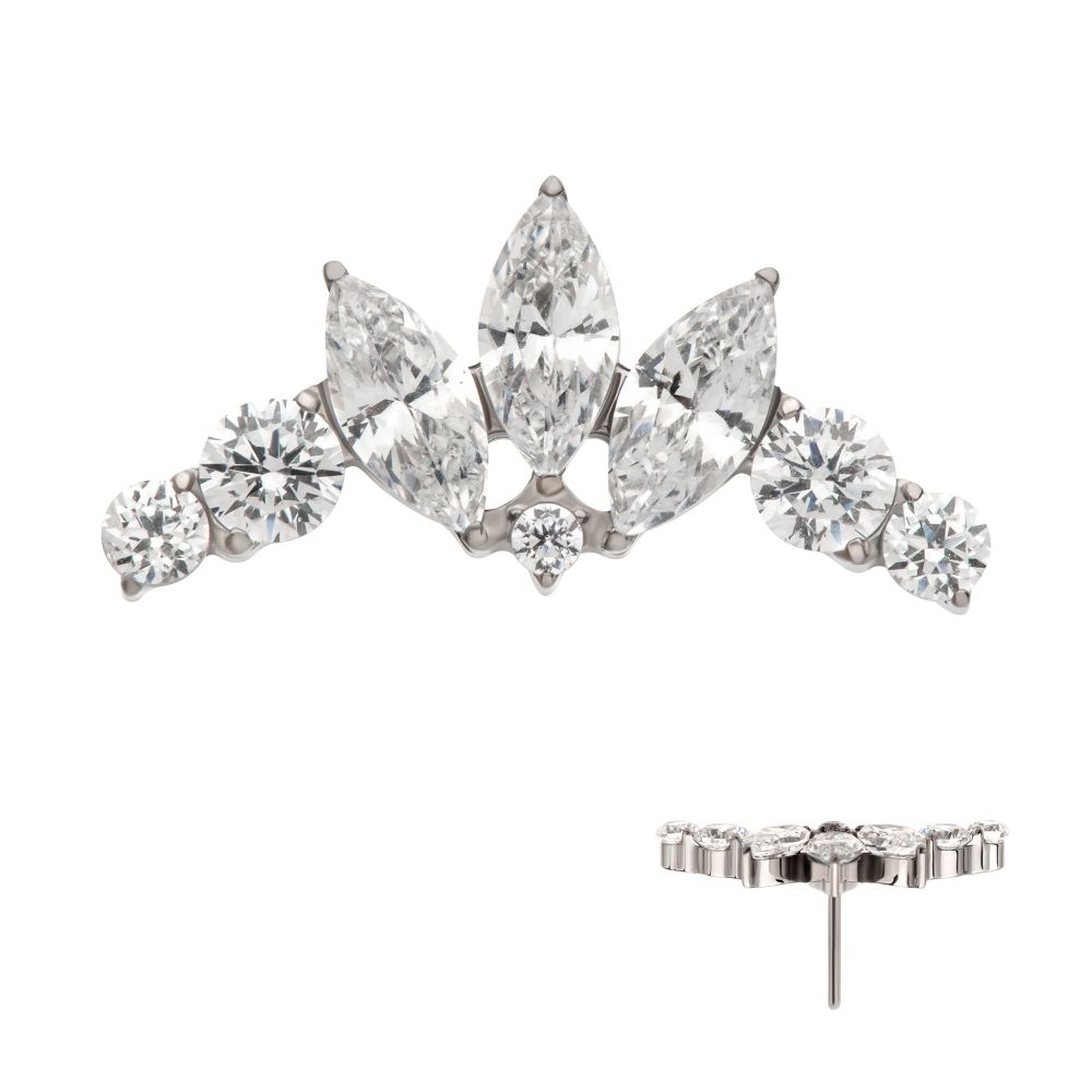 TITANIUM THREADLESS CROWN SHAPE TOP WITH CLUSTERED PRONG SET