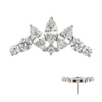TITANIUM THREADLESS CROWN SHAPE TOP WITH CLUSTERED PRONG SET