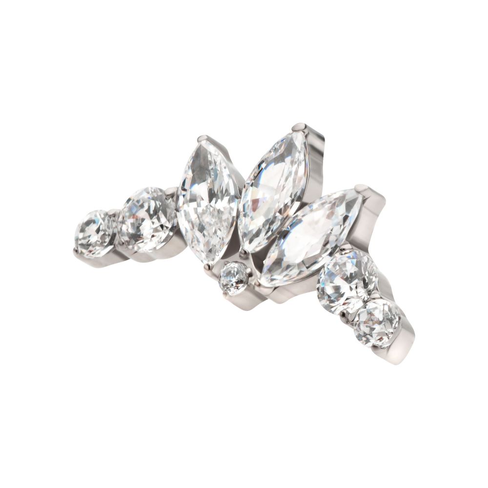 TITANIUM THREADLESS CROWN SHAPE TOP WITH CLUSTERED PRONG SET