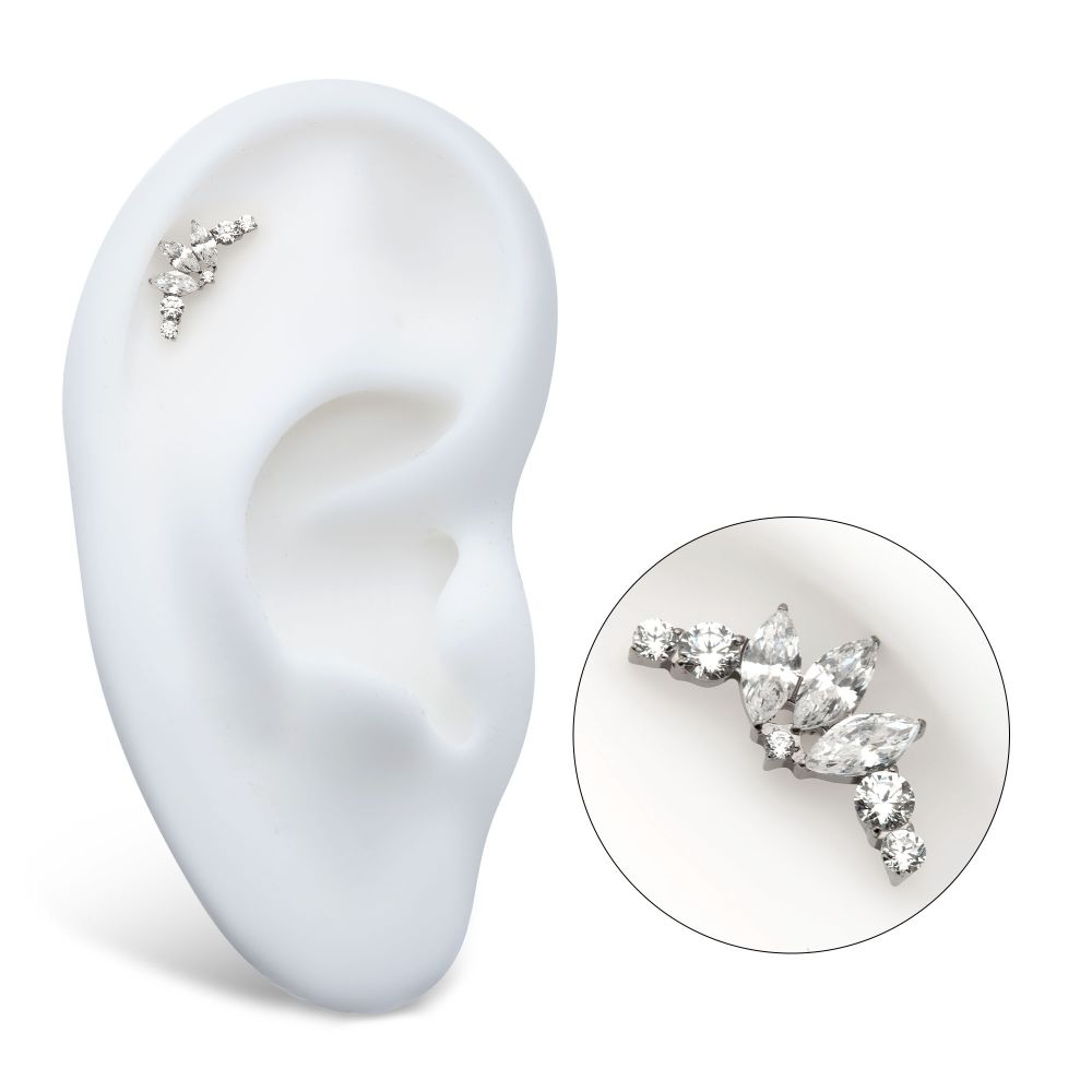 TITANIUM THREADLESS CROWN SHAPE TOP WITH CLUSTERED PRONG SET
