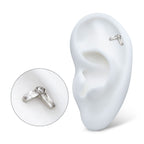 TITANIUM THREADLESS PRONG SET BAGUETTE & ROUND CZ CHEVRON SHAPE TOP