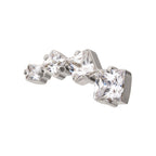TITANIUM THREADLESS PRONG SET PRINCESS CUT GEM STAGGERED 4-CLUSTER TOP