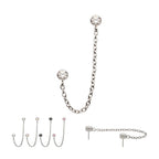 TITANIUM THREADLESS DOUBLE BEZEL SET GEM TOP WITH ROLO CHAIN DANGLE