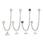 TITANIUM THREADLESS DOUBLE BEZEL SET GEM TOP WITH ROLO CHAIN DANGLE