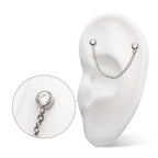 TITANIUM THREADLESS DOUBLE BEZEL SET GEM TOP WITH ROLO CHAIN DANGLE