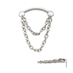 TITANIUM THREADLESS 2-TIER DANGLE CHAIN CURVED BAR TOP