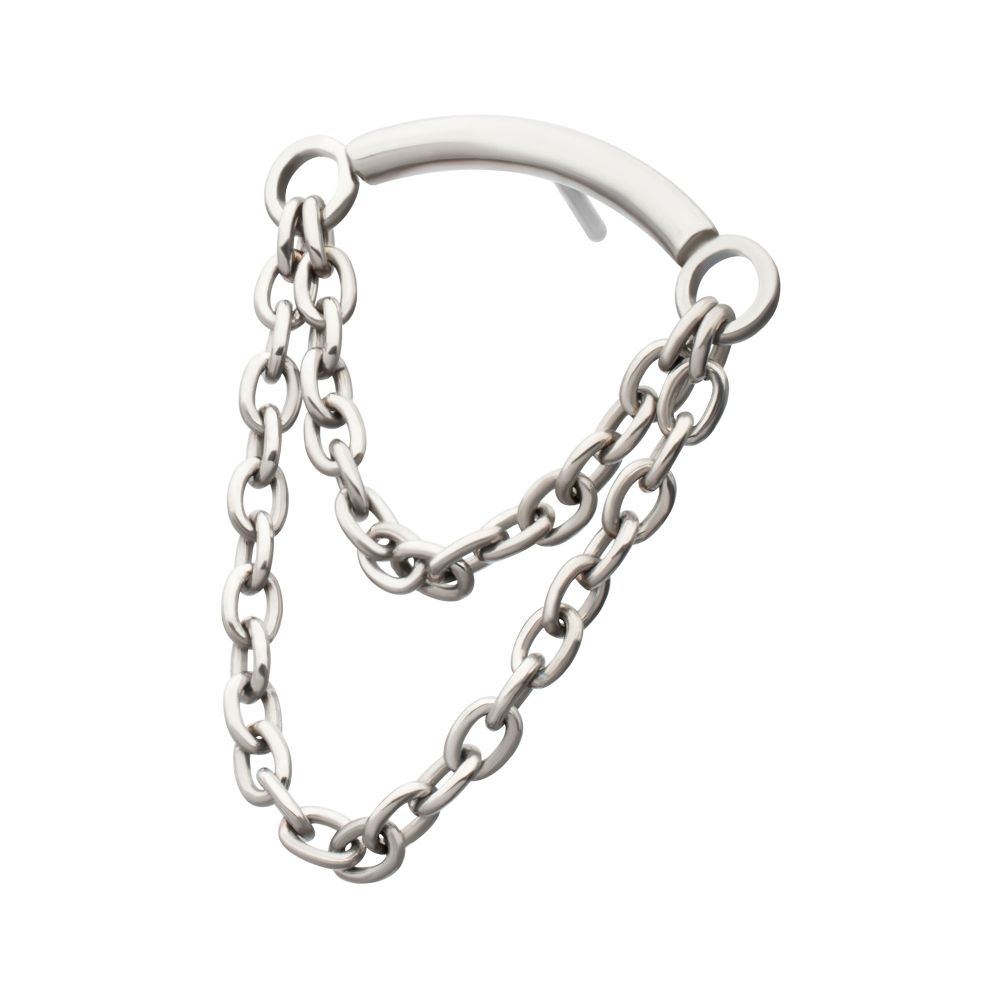 TITANIUM THREADLESS 2-TIER DANGLE CHAIN CURVED BAR TOP