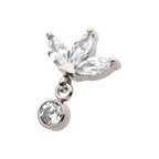 TITANIUM THREADLESS 3 MARQUISE FAN TOP WITH BEZEL GEM DANGLE