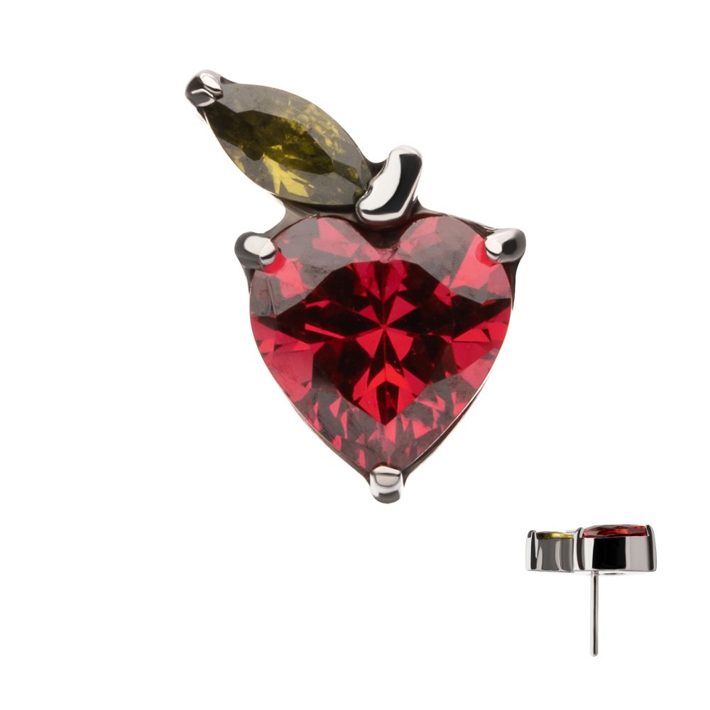TITANIUM THREADLESS PRONG SET GEM APPLE TOP