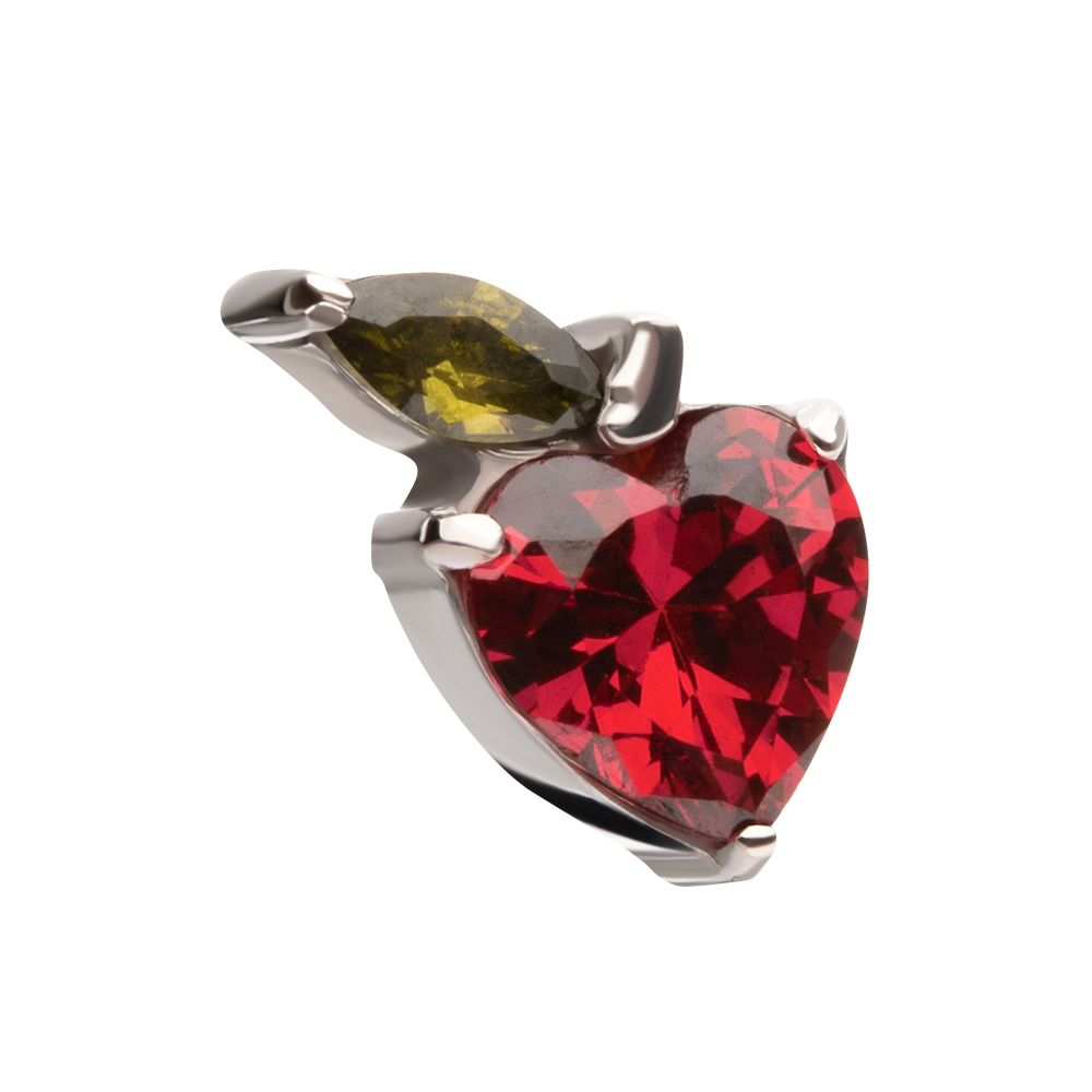 TITANIUM THREADLESS PRONG SET GEM APPLE TOP