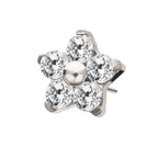 TITANIUM THREADLESS PRONG SET GEM 5-PETAL FLOWER TOP