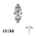 TITANIUM THREADLESS NOVA OVAL PRONG SET GEM TOP