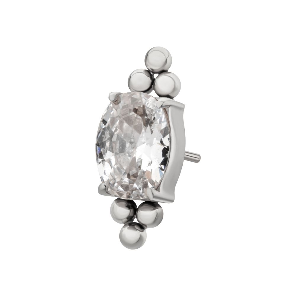 TITANIUM THREADLESS NOVA OVAL PRONG SET GEM TOP