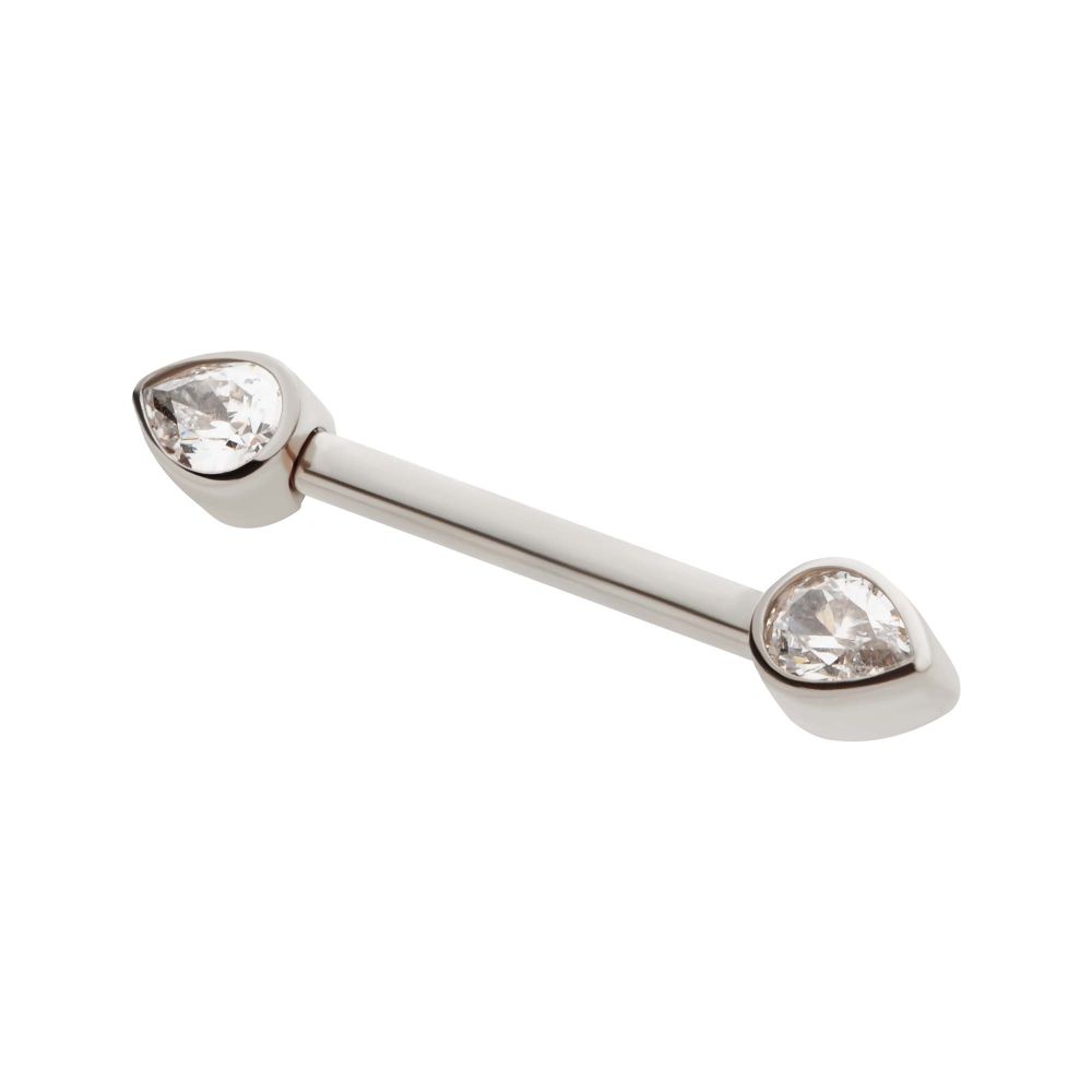 TITANIUM THREADLESS BEZEL TEARDROP CZ NIPPLE BARBELL