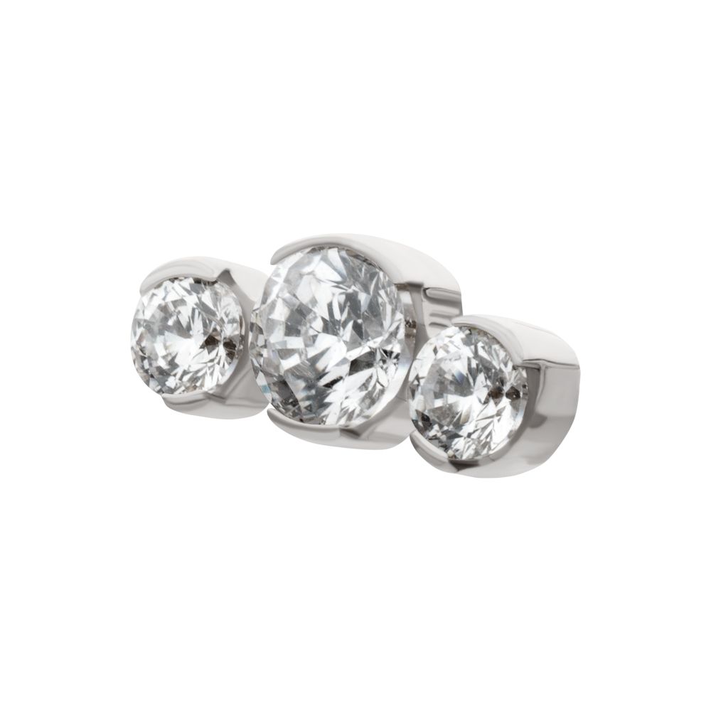 TITANIUM THREADLESS SEMI-BEZEL SET ROUND GEM/OPAL 3-CLUSTER TOP