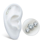 TITANIUM THREADLESS SEMI-BEZEL SET ROUND GEM/OPAL 3-CLUSTER TOP