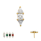24KT GOLD PVD TITANIUM THREADLESS TRI-LINEAR GEM CLUSTER TOP